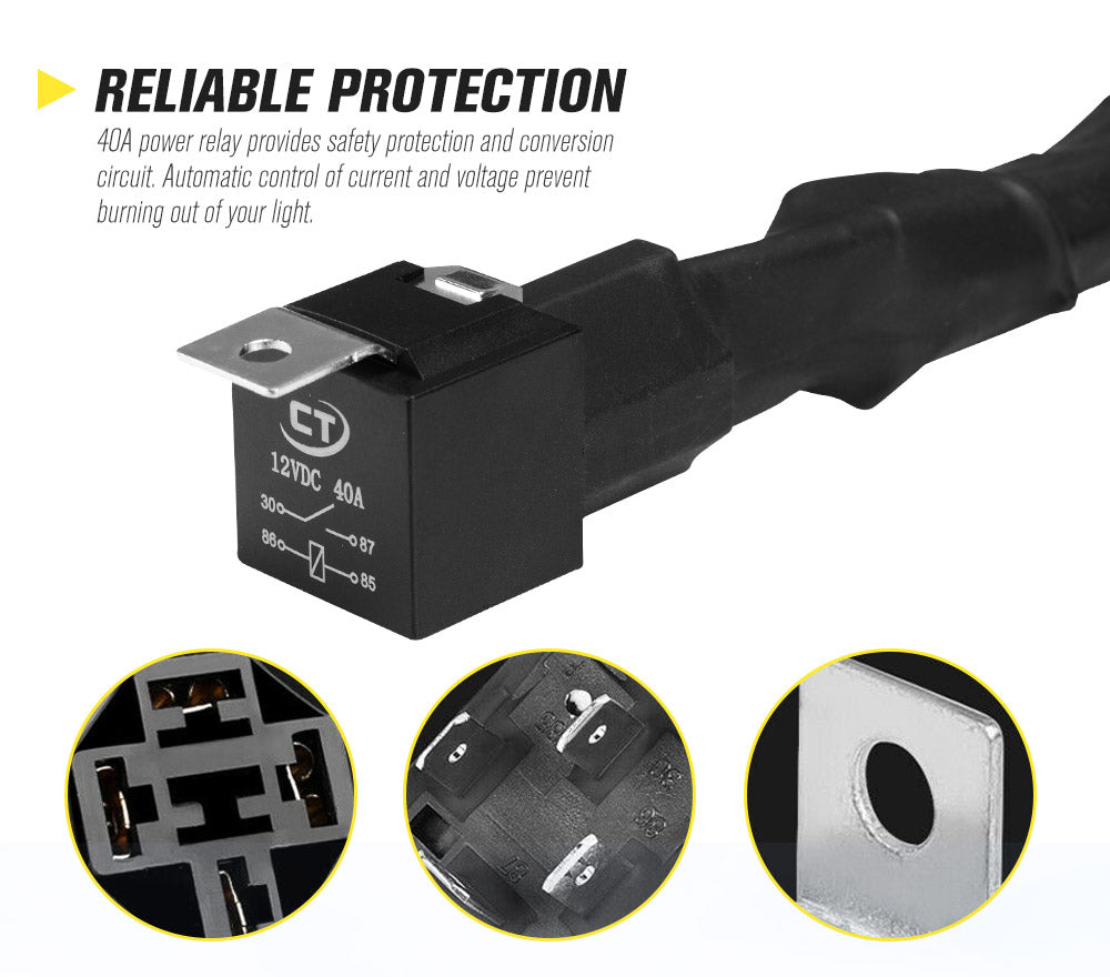 LIGHTFOX Dual Connector Plug & Play Smart harness High Beam Driving Light Wiring Harness