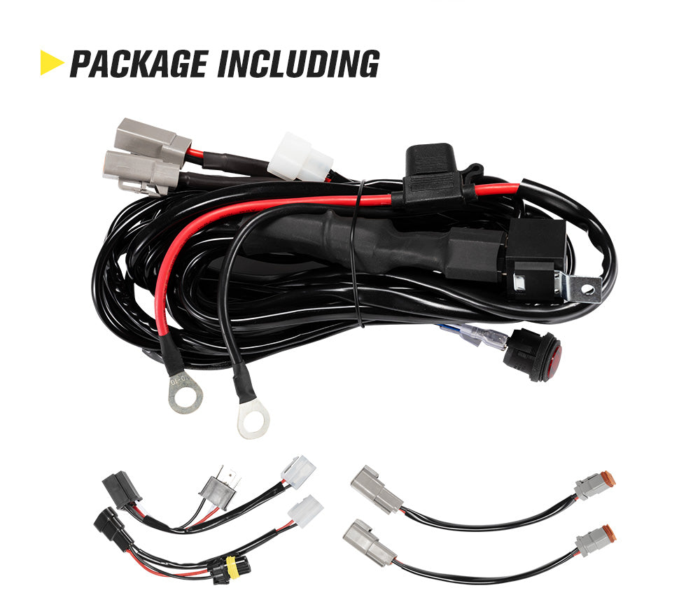 LIGHTFOX Dual Connector Plug & Play Smart harness High Beam Driving Light Wiring Harness