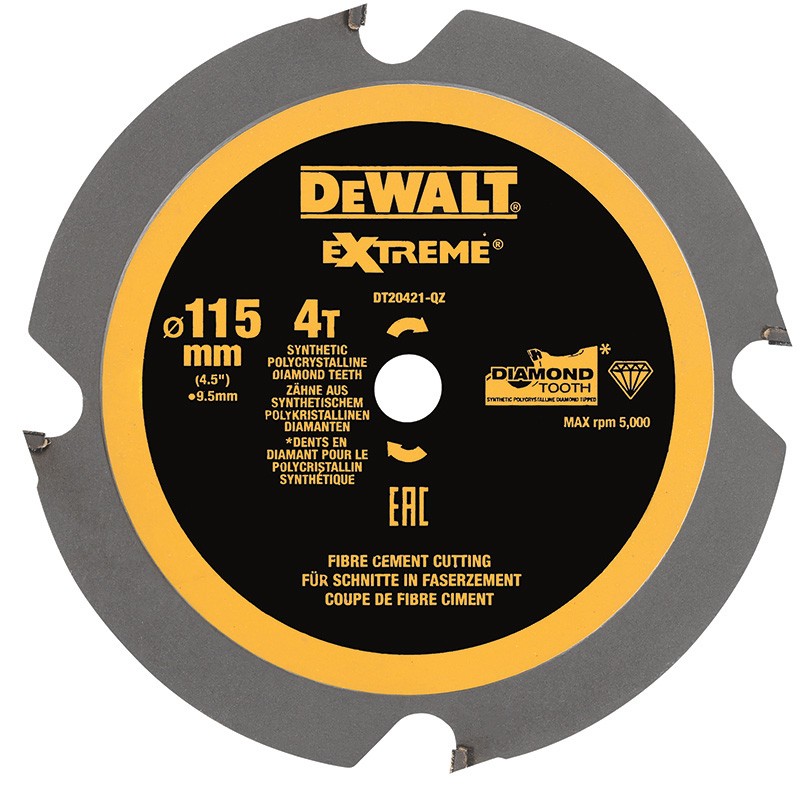 DEWALT EXTREME PCD Fibre Cement Sheet Circular Saw Blade 115mm x 4T (9.5mm)