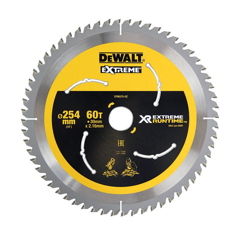 DEWALT XR EXTREME RUNTIME Circular Saw Blade 254mm x 60T (16/20/25/25.4/30mm)