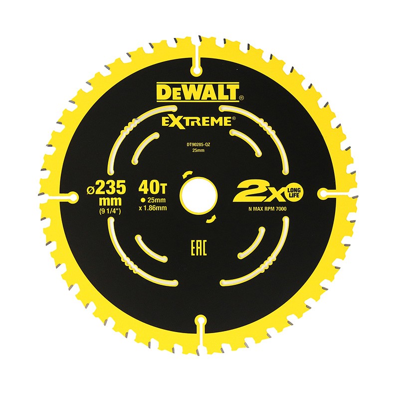 DEWALT EXTREME 2X Life Circular Saw Blade 235mm x 40T (16/25mm)