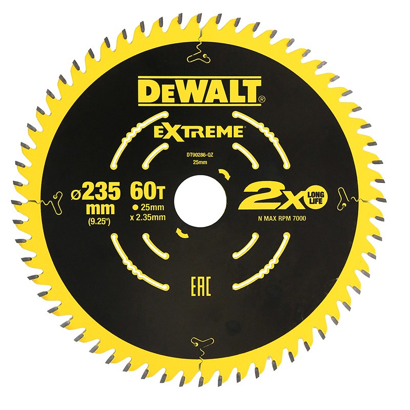 DEWALT EXTREME 2X Life Circular Saw Blade 235mm x 60T (16/25mm)