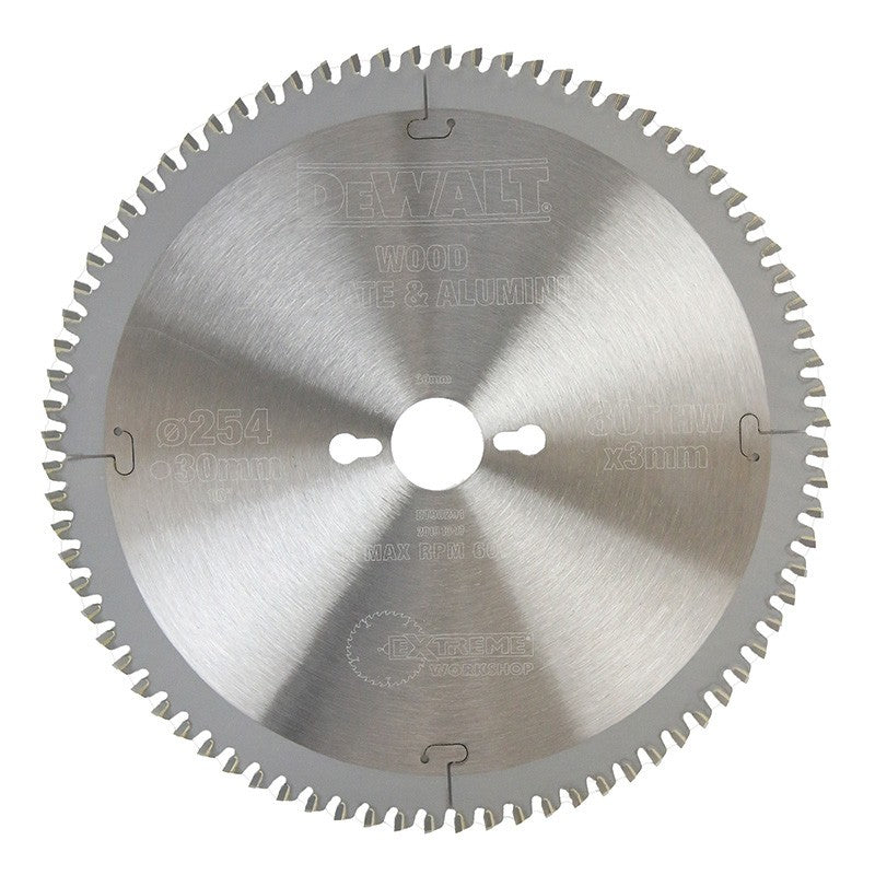 DEWALT EXTREME WORKSHOP Circular Saw Blade 254mm x 2.15mm 80T (16/20/25/25.4/30mm)