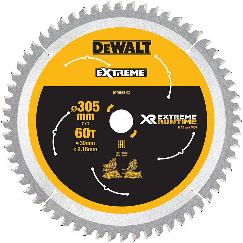 DEWALT XR EXTREME RUNTIME Circular Saw Blade 305mm x 60T (16/20/25/25.4/30mm)