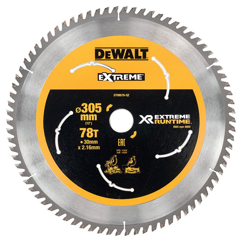 DEWALT XR EXTREME RUNTIME Circular Saw Blade 305mm x 78T (16/20/25/25.4/30mm)