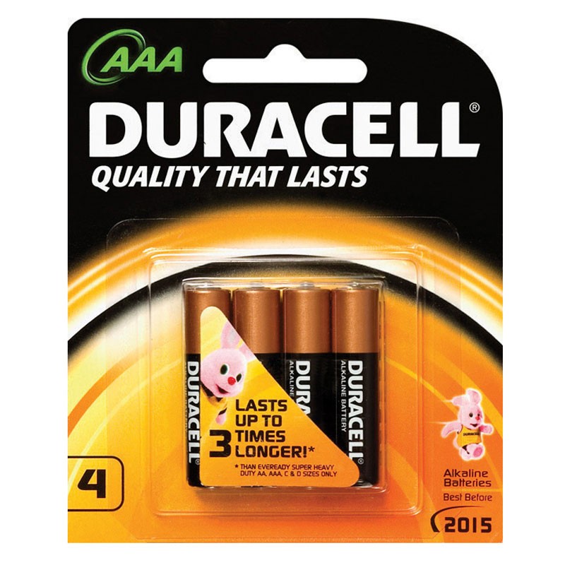 Duracell Battery, 1.5V AAA Alkaline - Pack of 4