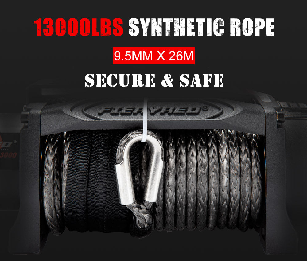 FIERYRED 12V 13000LBS Wireless Electric Winch Synthetic Rope