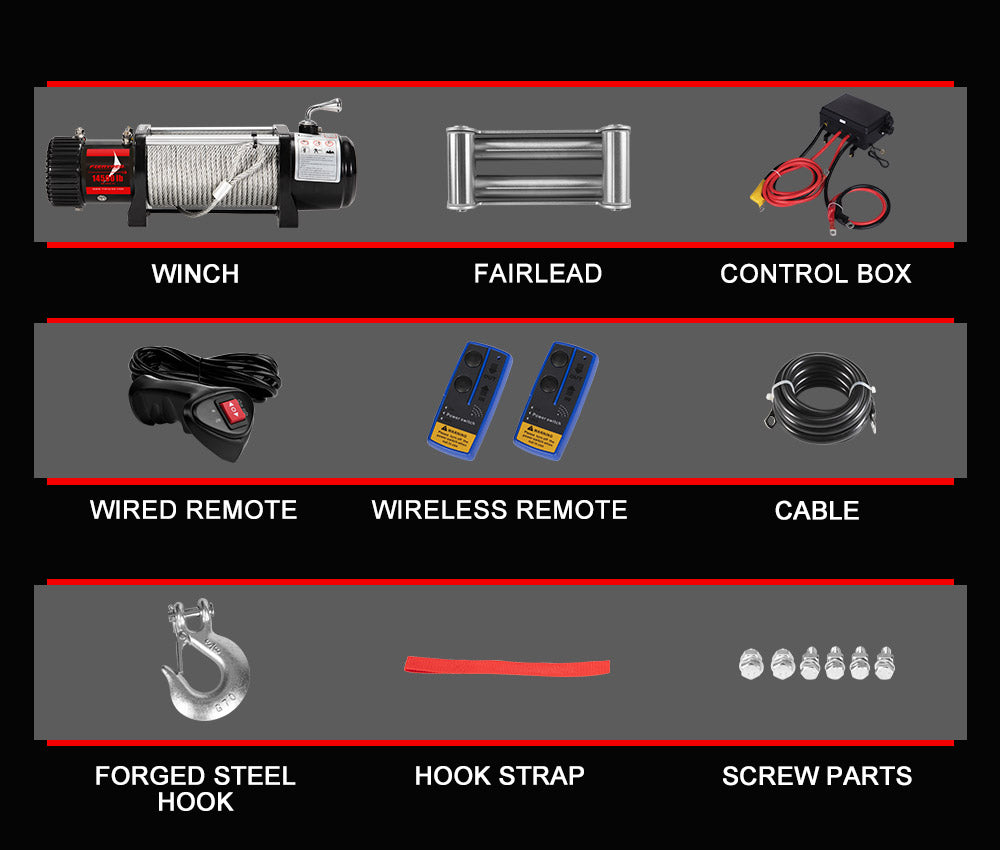 14500LBS 12V Electric Winch Steel Cable Wireless Remote Recovery ATV 4WD Truck