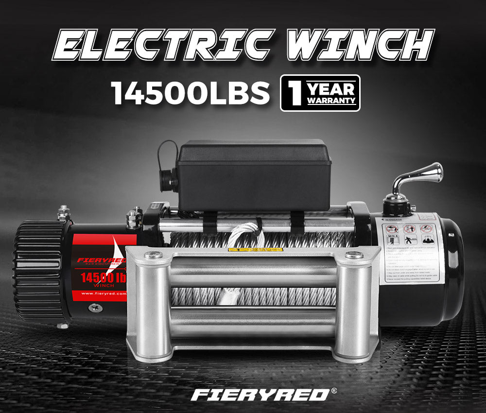 FIERYRED 12V 14500LBS Wireless Electric Winch + Mounting Plate