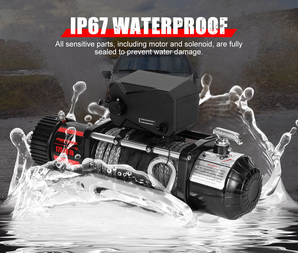 FIERYRED 12V 17500LBS Wireless Electric Winch Synthetic Rope