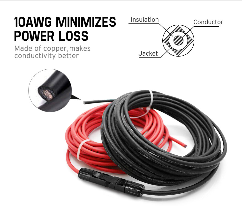 ATEM POWER 2x 5m Extension Cable Wire Connectors Solar Panel to regulator Cable 4mm2