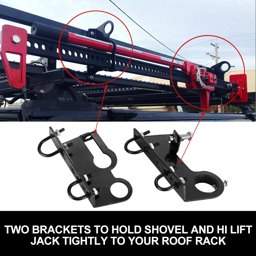 High Lift Jack & Shovel Holder 4×4 4WD Offroad Mount Roof Rack Farm Universal