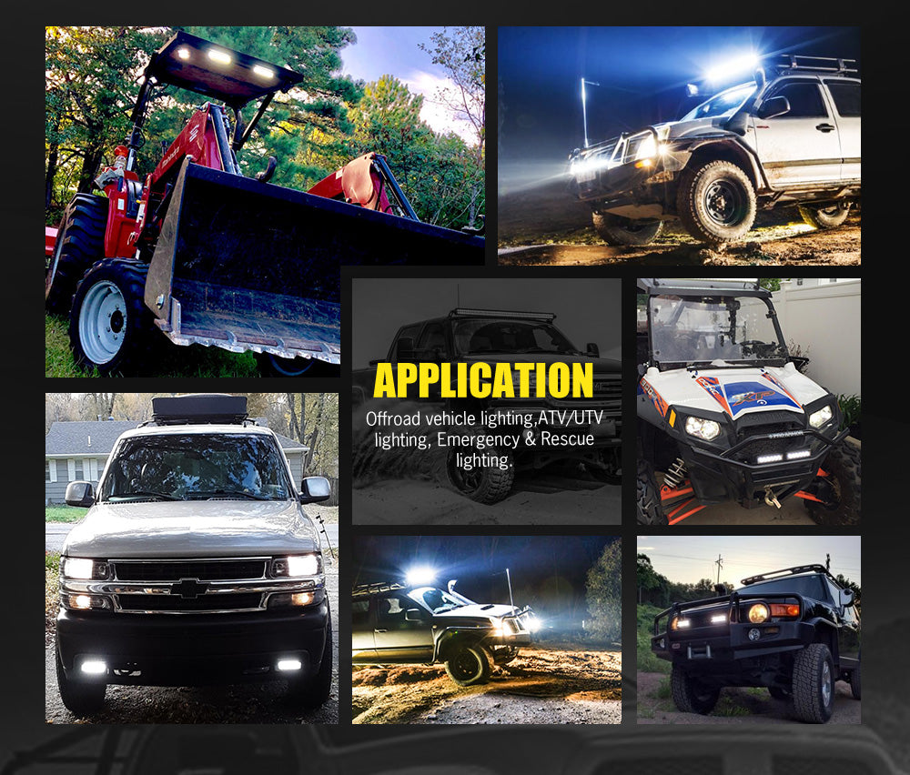 FIERYRED 4x 6inch Flush Mount LED Work Light Bar Flood Reverse 4WD