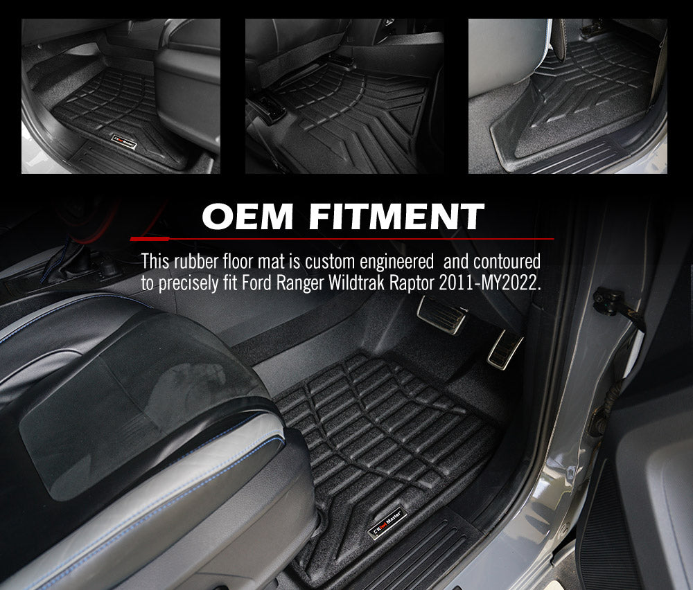 KIWI MASTER 3D TPE Car Floor Mat for Ford Ranger Wildtrak Raptor PX PX2 2011-MY2022