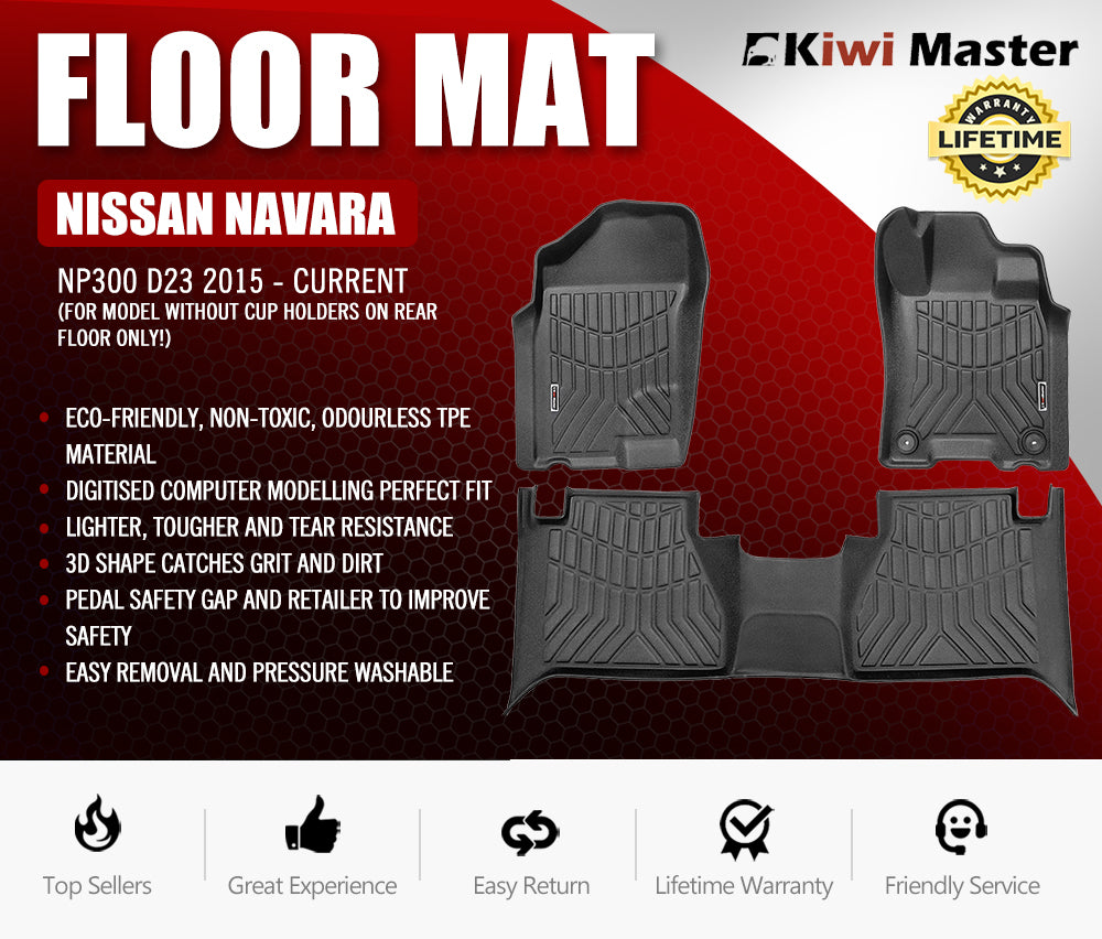 Kiwi Master 3D TPE Car Floor Mats Liner fit Nissan Navara NP300 D23 2015-NEW
