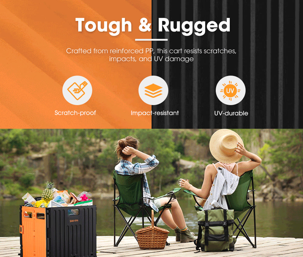 San Hima 70L Shopping Trolley Foldable Camping Cart Grocery Basket 360° Wheel