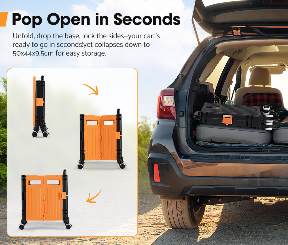 San Hima 70L Shopping Trolley Foldable Camping Cart Grocery Basket 360° Wheel