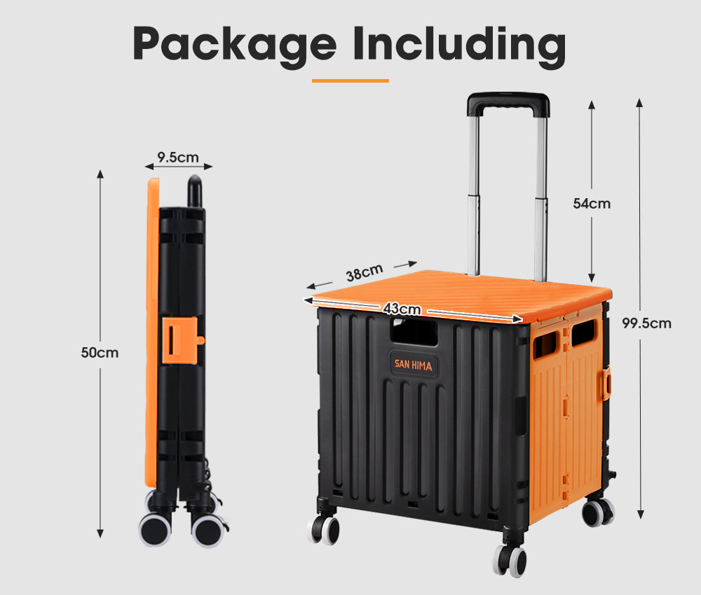 San Hima 70L Shopping Trolley Foldable Camping Cart Grocery Basket 360° Wheel