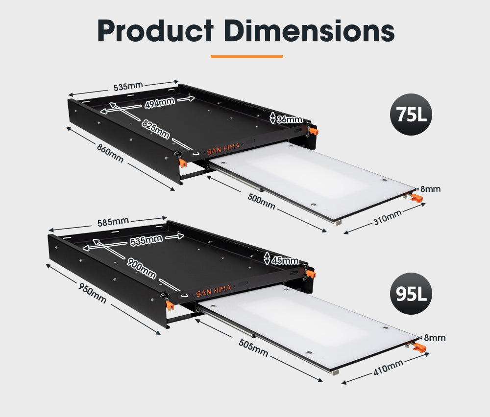 San Hima 75L/95L Fridge Slide With Extendable Table Cutting Board Caravan Part