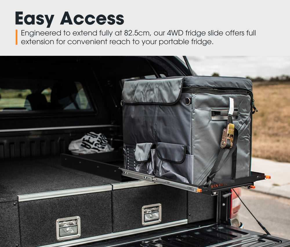 San Hima 75L Fridge Slide With Extendable Table Cutting Board Caravan Parts 90KG