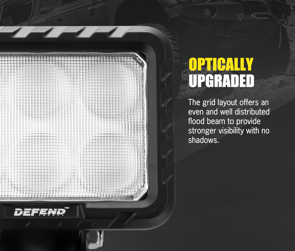 DEFEND INDUST Heavy Duty 6inch Square LED Work Light Flood Truck Driving Lamp Offroad 4x4