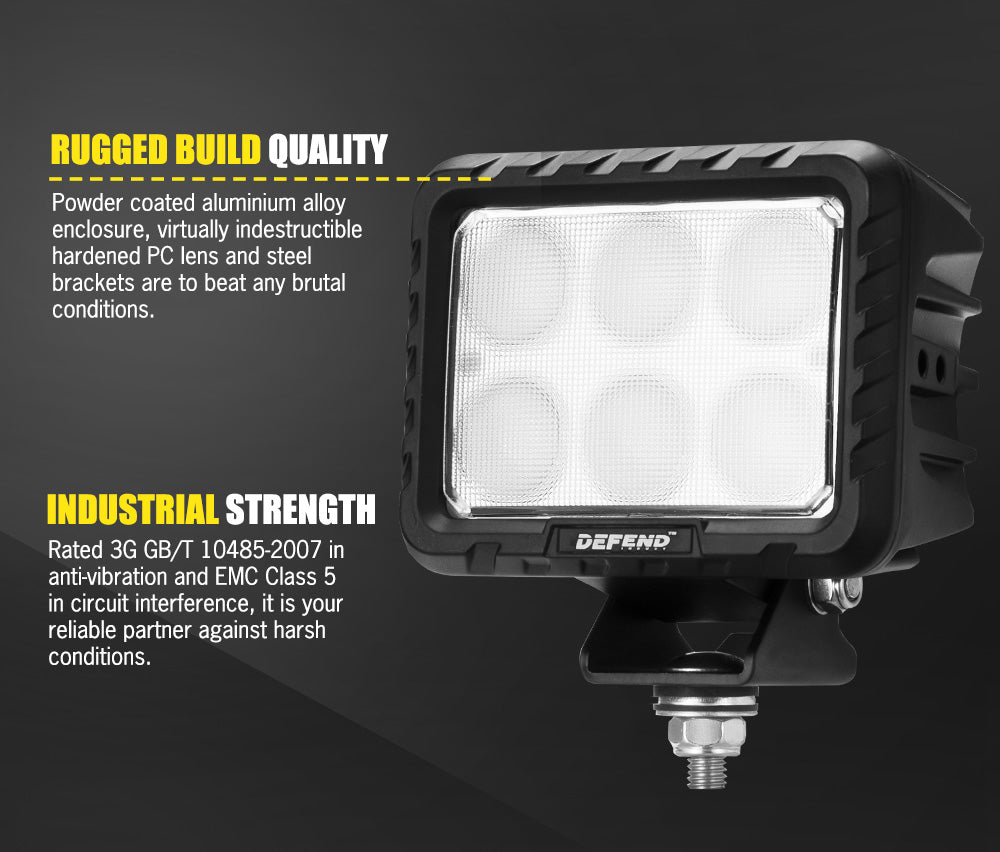 DEFEND INDUST Heavy Duty 6inch Square LED Work Light Flood Truck Driving Lamp Offroad 4x4