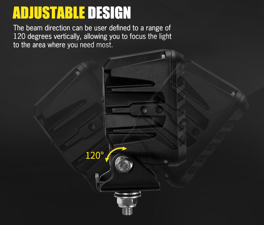 DEFEND INDUST Heavy Duty 6inch Square LED Work Light Flood Truck Driving Lamp Offroad 4x4