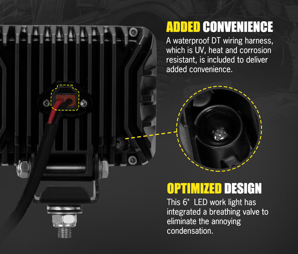 DEFEND INDUST Heavy Duty 6inch Square LED Work Light Flood Truck Driving Lamp Offroad 4x4