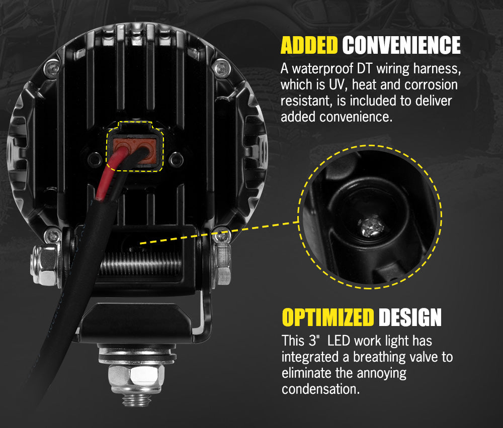 DEFEND INDUST Heavy Duty 3inch LED Work Light Flood Driving Lamp SUV ATV Truck offroad 4x4