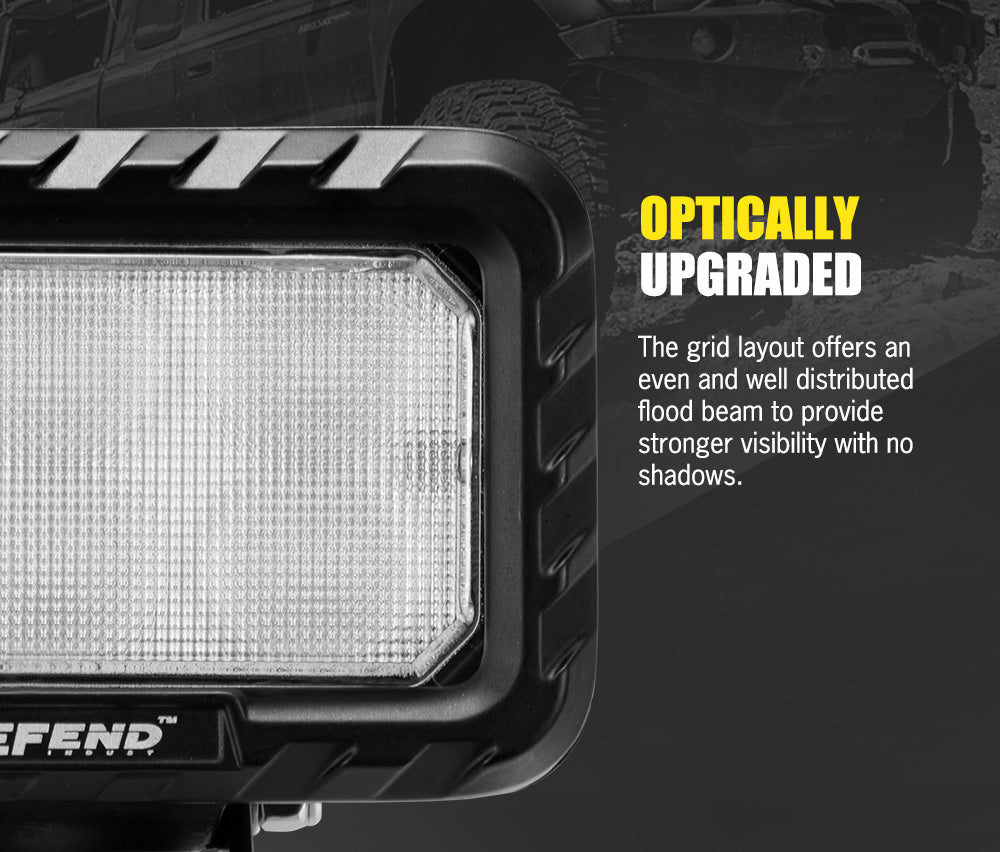 DEFEND INDUST Heavy Duty 5inch LED Work Light Flood Beam Truck Driving Lamp Offroad