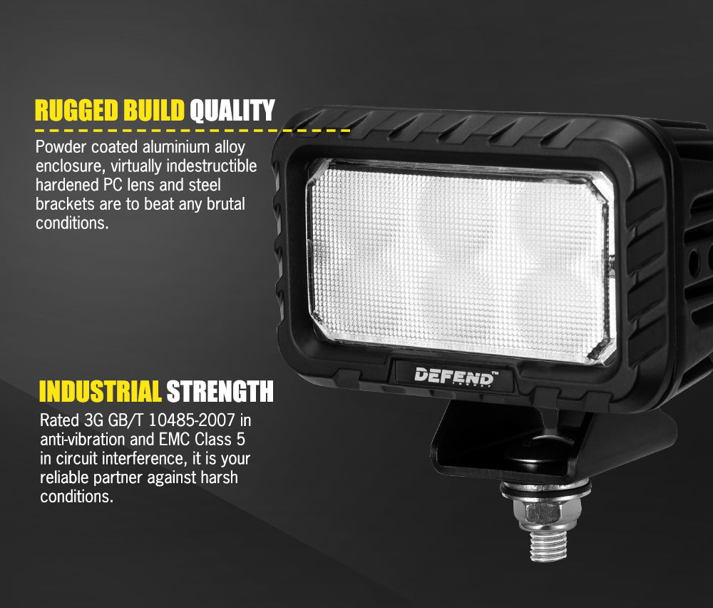 DEFEND INDUST Heavy Duty 5inch LED Work Light Flood Beam Truck Driving Lamp Offroad