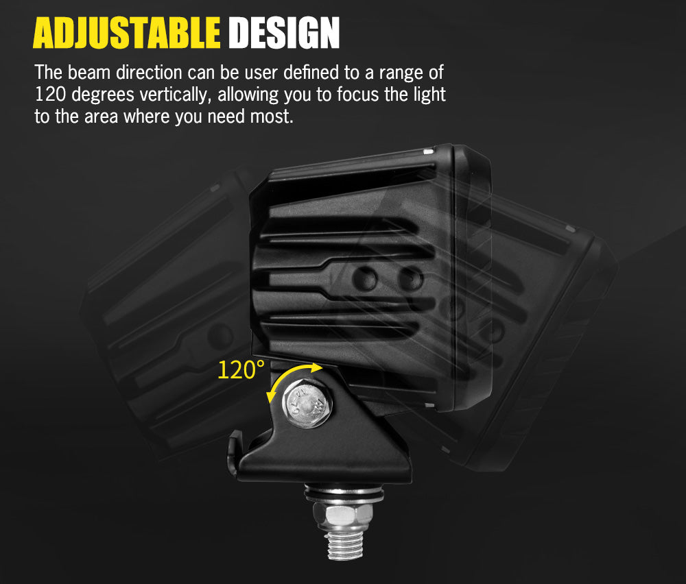 DEFEND INDUST Heavy Duty 5inch LED Work Light Flood Beam Truck Driving Lamp Offroad