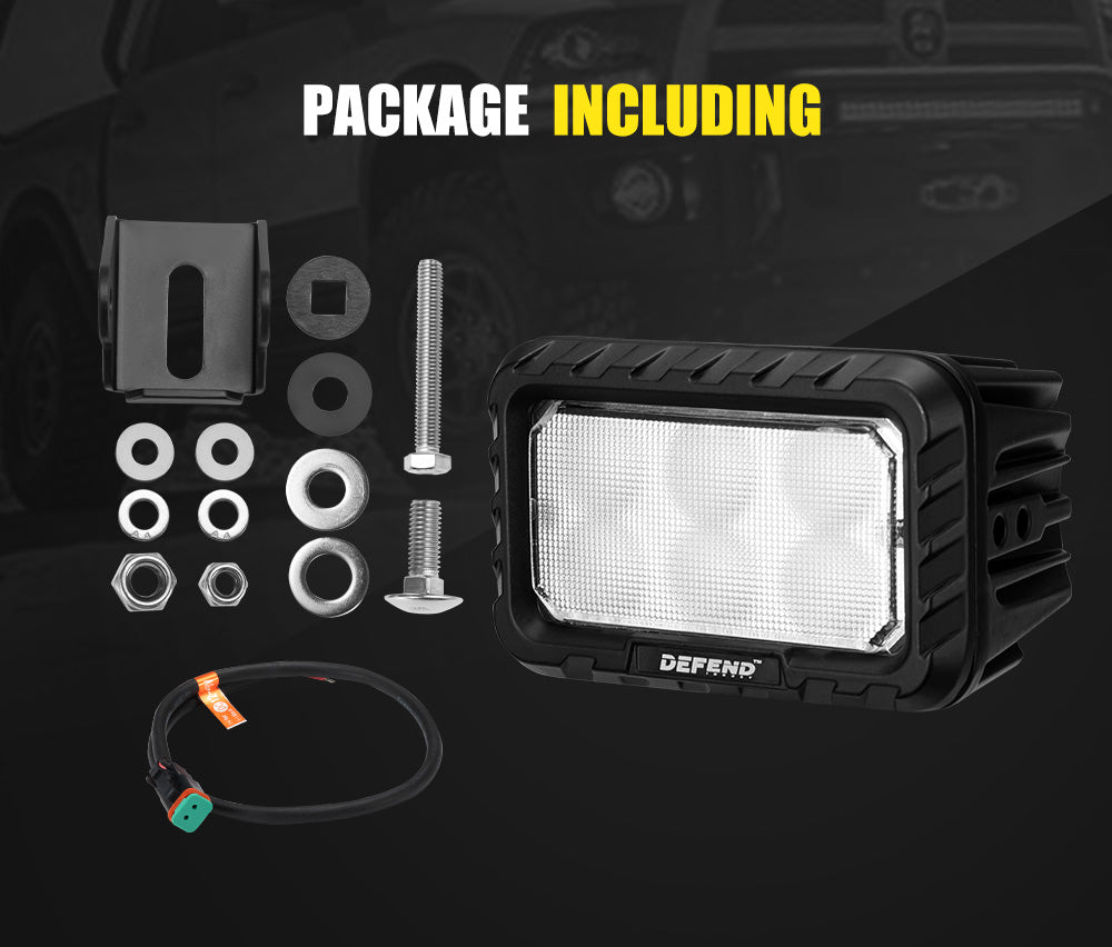 DEFEND INDUST Heavy Duty 5inch LED Work Light Flood Beam Truck Driving Lamp Offroad