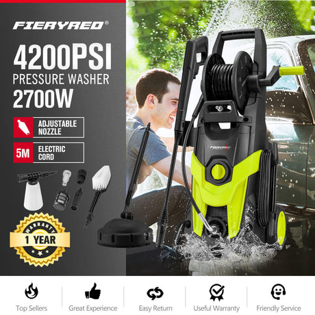 Fieryred 2700W High Pressure Washer Cleaner 4200PSI Electric Water Gurney Pump