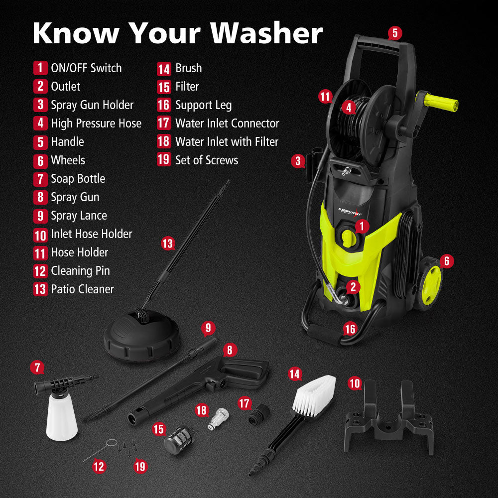 Fieryred 2700W High Pressure Washer Cleaner 4200PSI Electric Water Gurney Pump