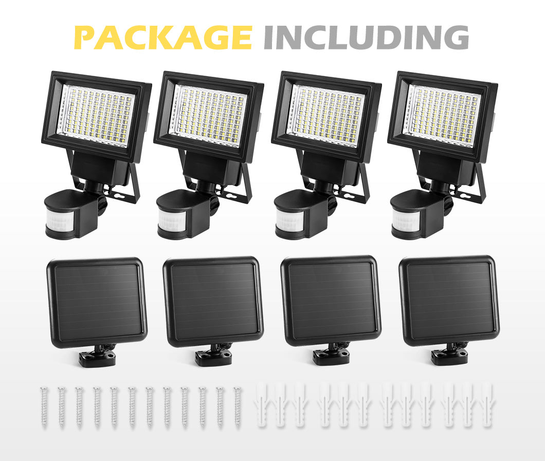 ATEM POWER 4x 100 LED Solar Sensor Light Outdoor Security Motion Detection Garden Flood