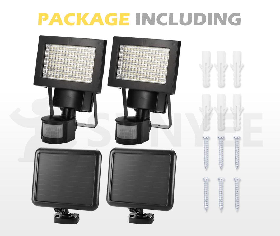 MOBI Pair 120 LED Solar Sensor Lights Outdoor Motion Detection Light Security Garden