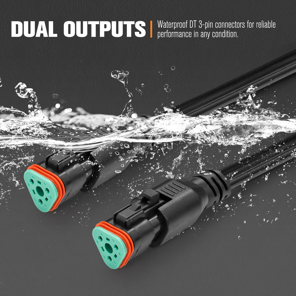 Lightfox 2 Way High Beam Wiring Harness w/ DT 3-Pin Connectors For LED Pod Light