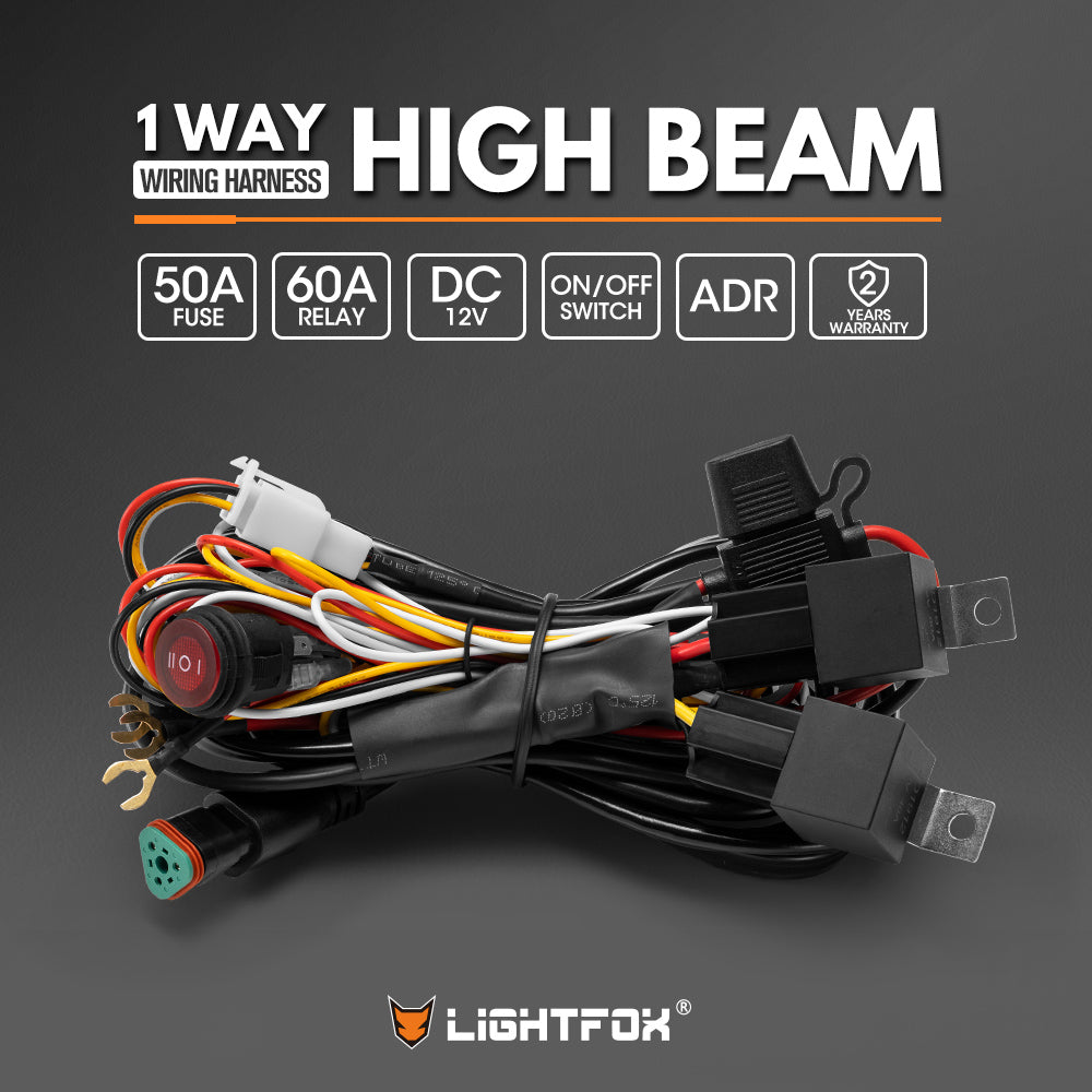 Lightfox High Beam Wiring Harness with DT 3-Pin Connectors For LED Pod Light