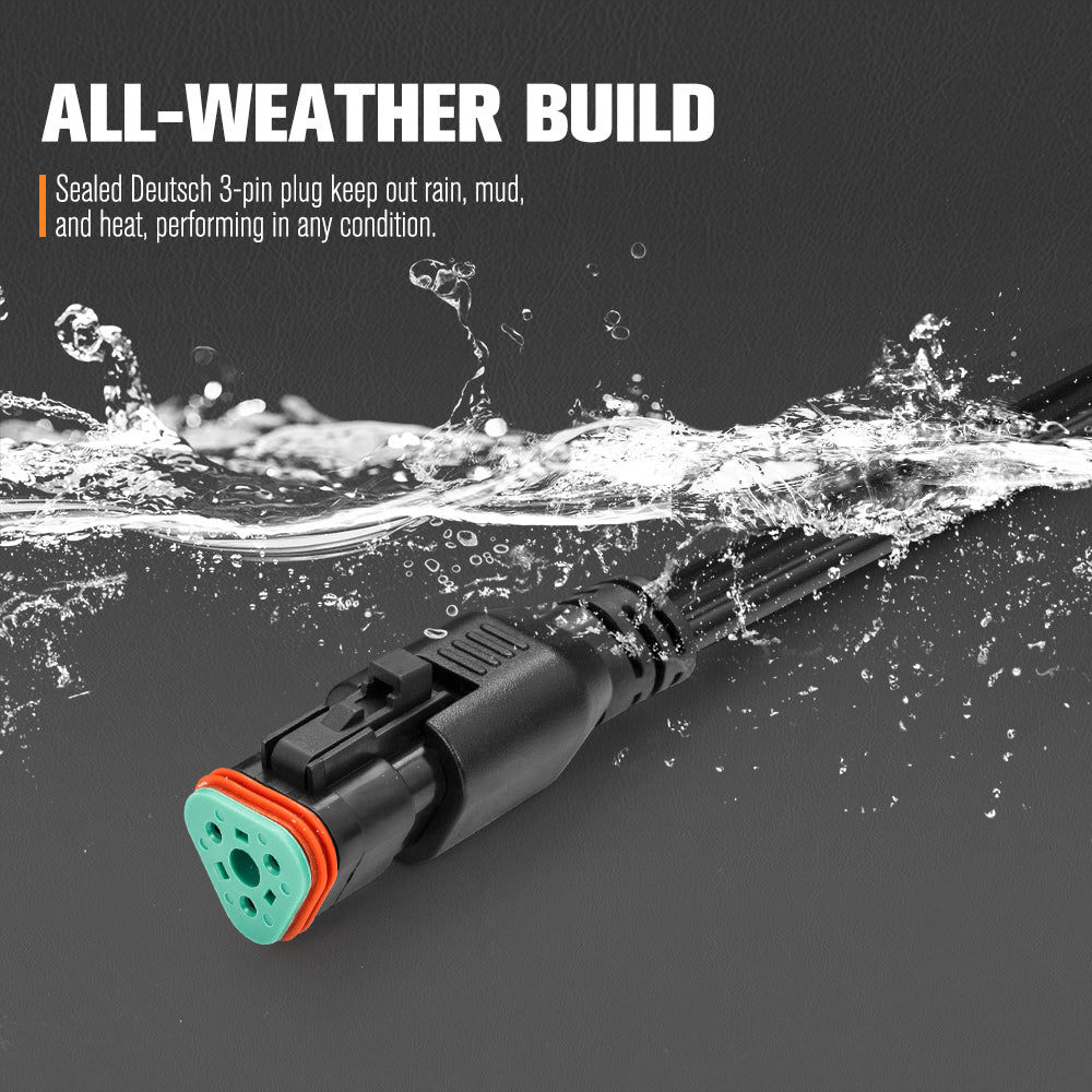 Lightfox High Beam Wiring Harness with DT 3-Pin Connectors For LED Pod Light