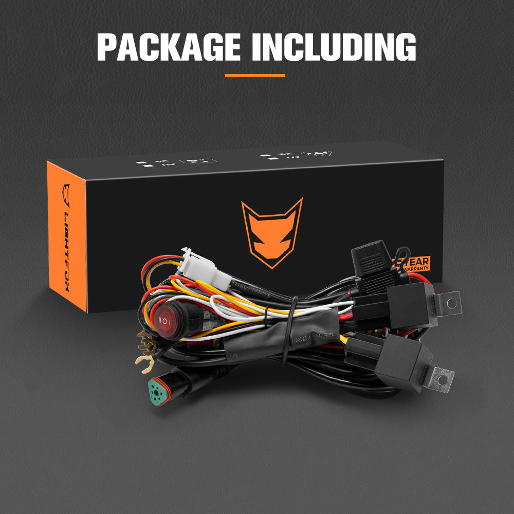 Lightfox High Beam Wiring Harness with DT 3-Pin Connectors For LED Pod Light