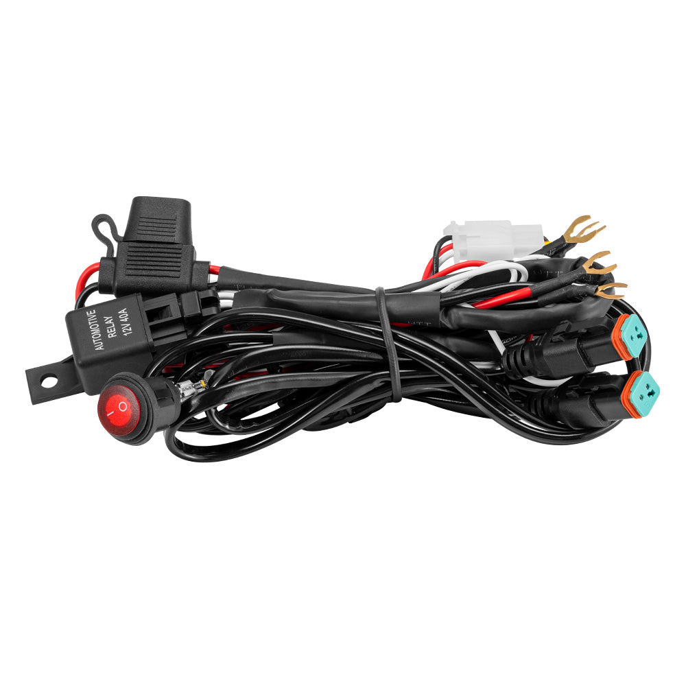 Lightfox 2 Way High Beam Wiring Harness w/ DT 2-Pin Connectors For LED Light Bar
