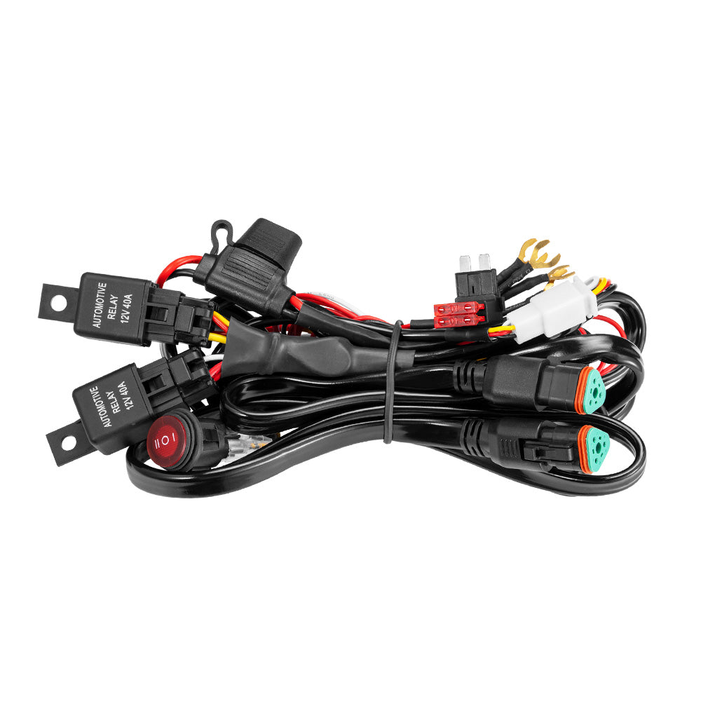 Lightfox 2 Way High Beam Wiring Harness w/ DT 3-Pin Connectors For LED Pod Light