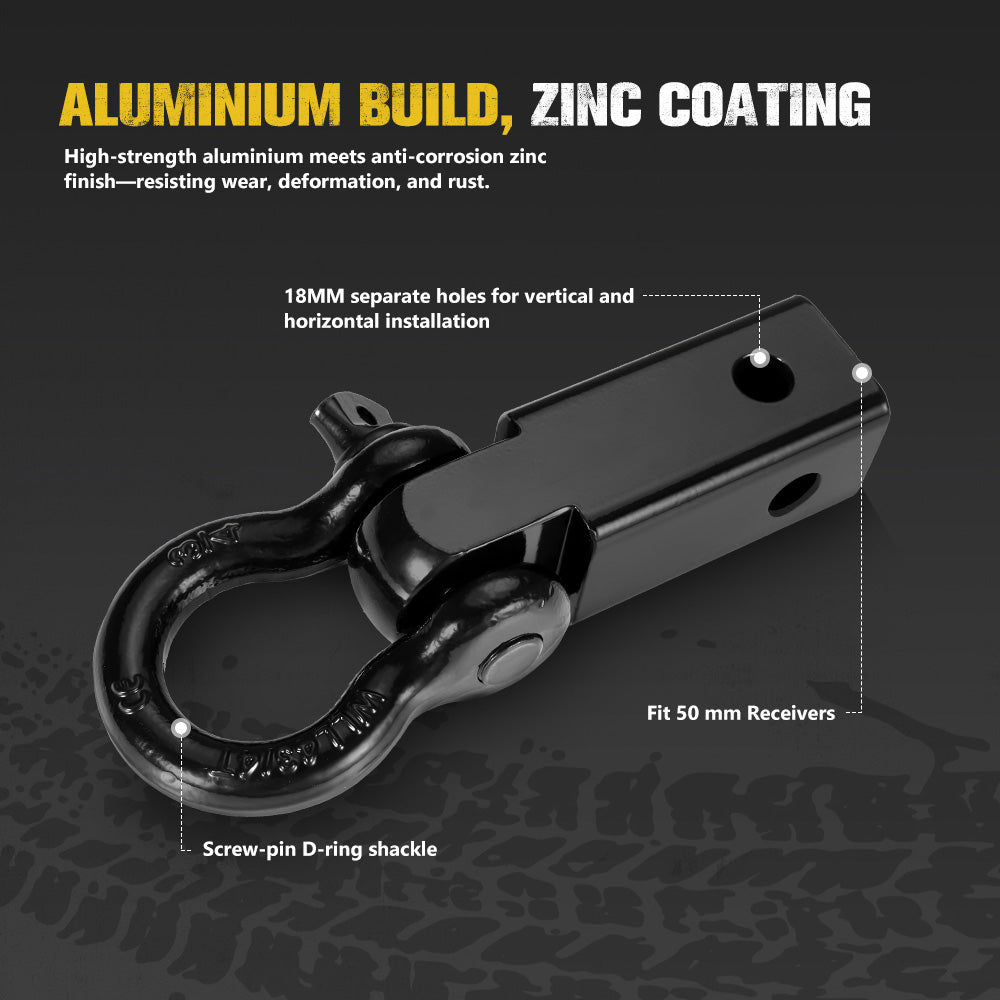 Bunker Indust 4.75T Recovery Hitch Receiver with Bow Shackle