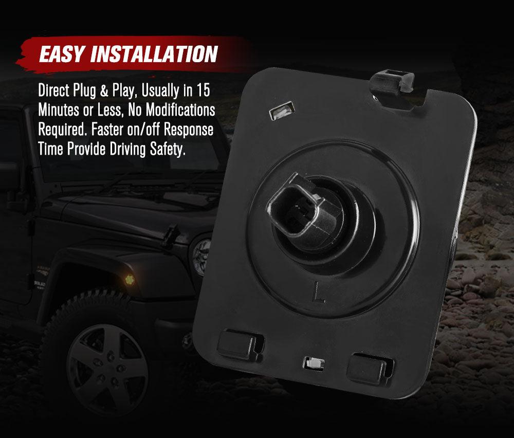 LIGHTFOX 2x Front Fender Side Marker LED Turn Light For Jeep Wrangler JK 2007-2017 Amber