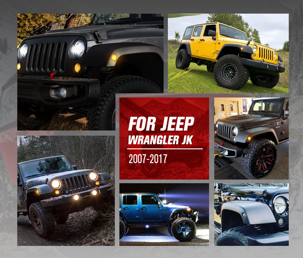 LIGHTFOX 2x Front Fender Side Marker LED Turn Light For Jeep Wrangler JK 2007-2017 Amber