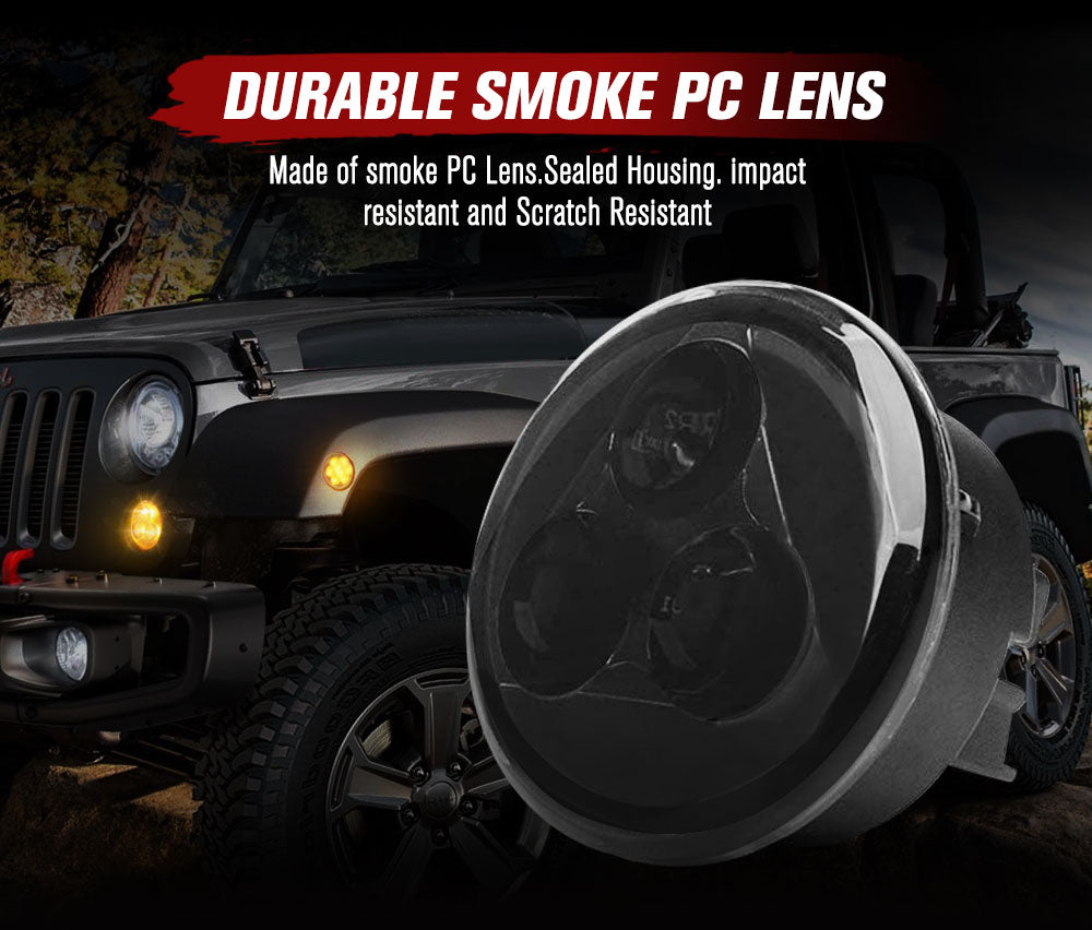 LIGHTFOX Pair LED Turn Signal Light for Jeep Wrangler JK 2007-2017 OEM