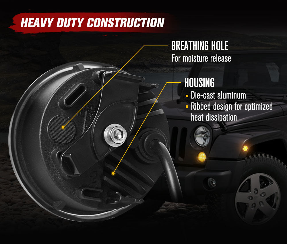 LIGHTFOX Pair LED Turn Signal Light for Jeep Wrangler JK 2007-2017 OEM