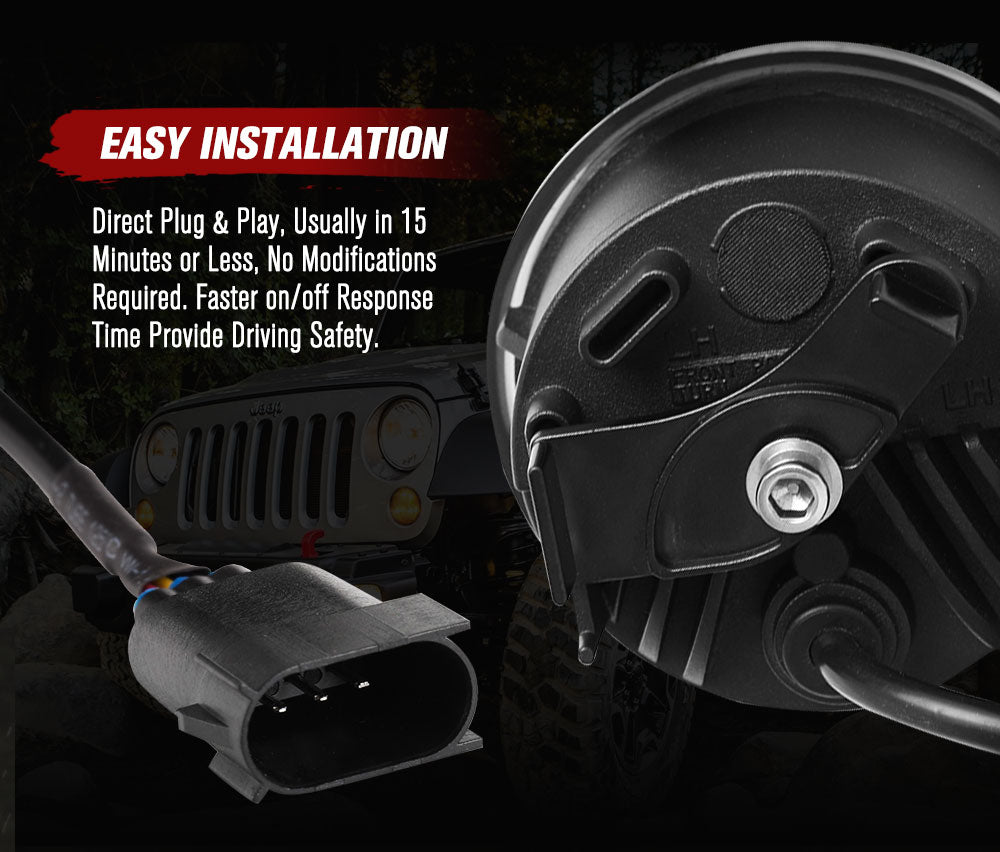 LIGHTFOX Pair LED Turn Signal Light for Jeep Wrangler JK 2007-2017 OEM