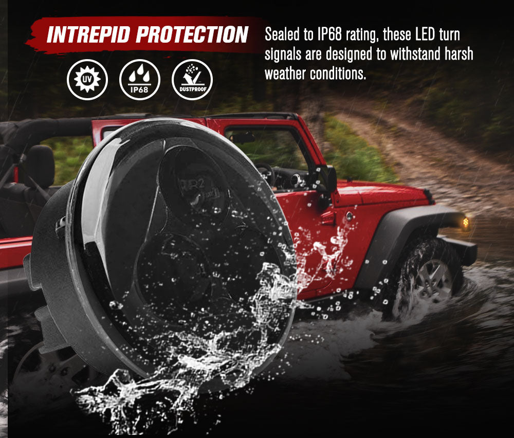 LIGHTFOX Pair LED Turn Signal Light for Jeep Wrangler JK 2007-2017 OEM